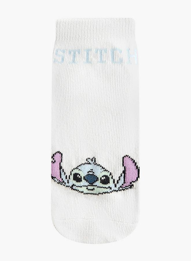 Disney Pack Of 7 Girls Socks Ankle Length Stitch Print - Image 2